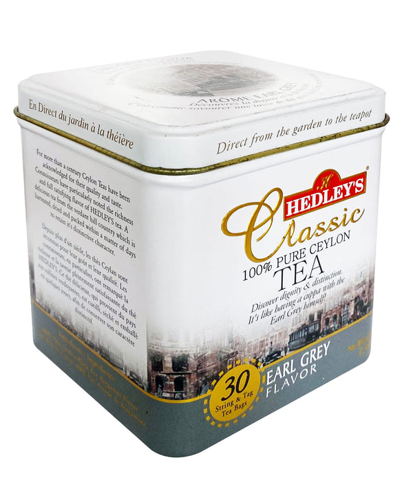 Hedley's - Earl Grey - Metal Tin - 30 String and Tag Tea Bags