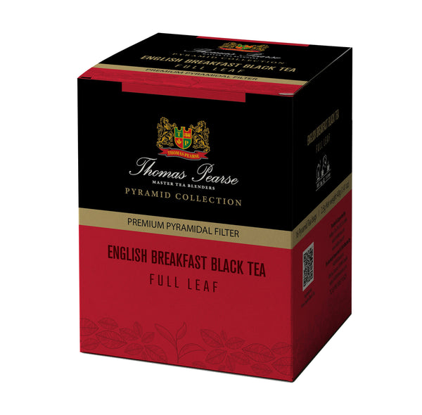 Thomas Pearse English Breakfast Black Tea - Full Leaf Loose Tea - 16 Individually Wrapped Pyramid Tea Bags