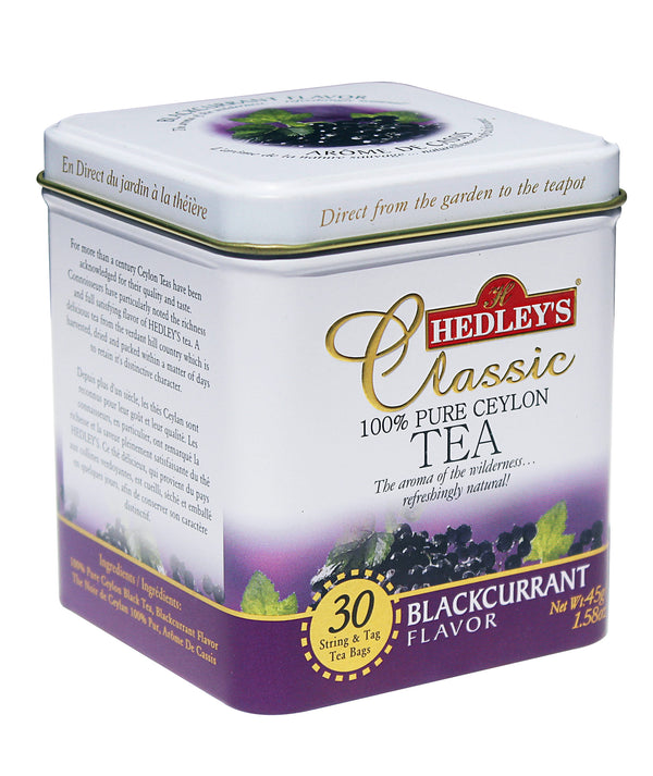 Hedley's - Blackcurrant - Metal Tin  - 30 String and Tag Tea Bags