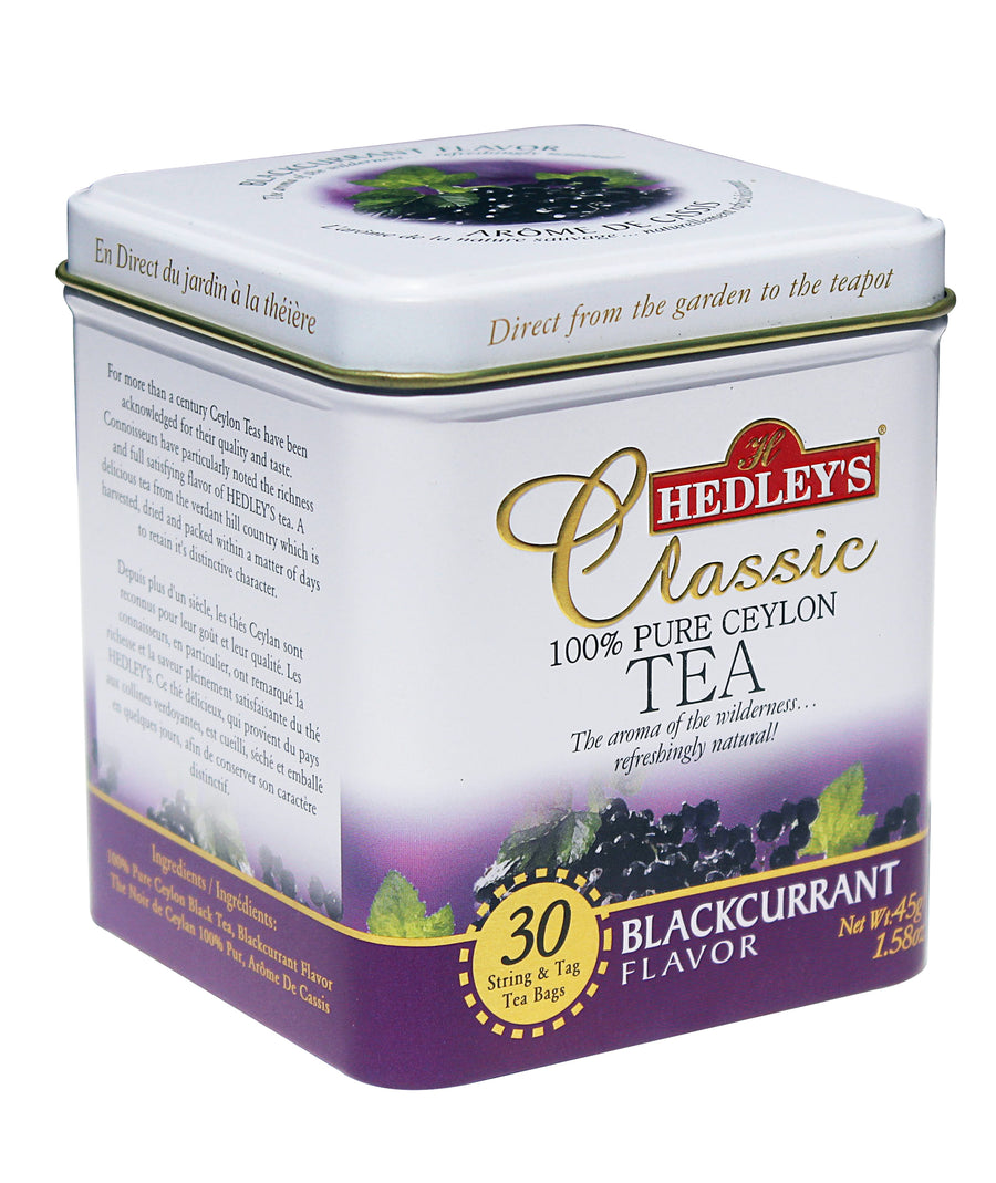 Hedley's - Blackcurrant - Metal Tin  - 30 String and Tag Tea Bags