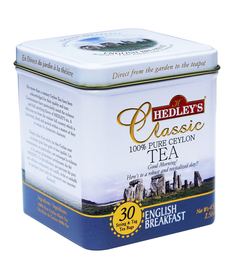 Hedley's - English Breakfast -  Metal Tin  - 30 String and Tag Tea Bags