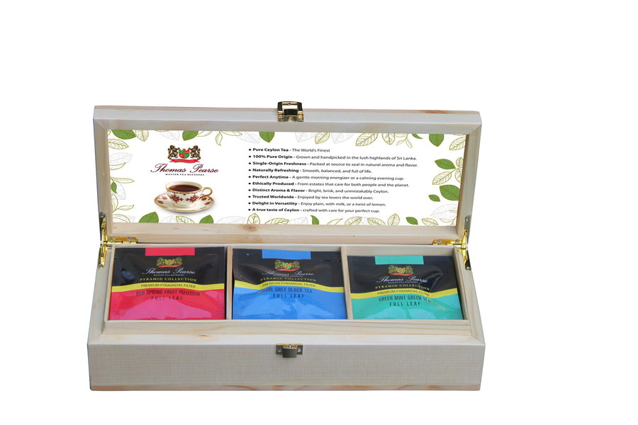 Thomas Pearse 3 Compartment Pinewood Gift Box - Pyramid Collection