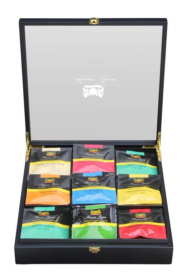 Thomas Pearse 9-Compartment Black Wooden Gift Box - Pyramid Collection