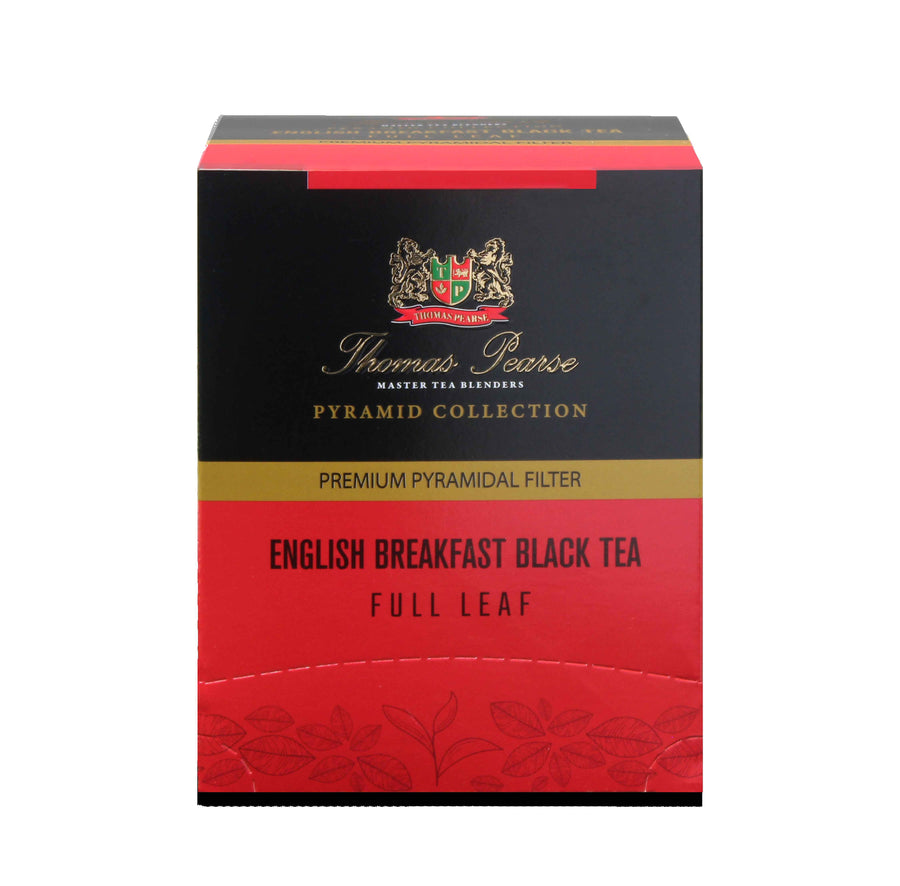 Thomas Pearse English Breakfast Black Tea - Full Leaf Loose Tea - 16 Individually Wrapped Pyramid Tea Bags