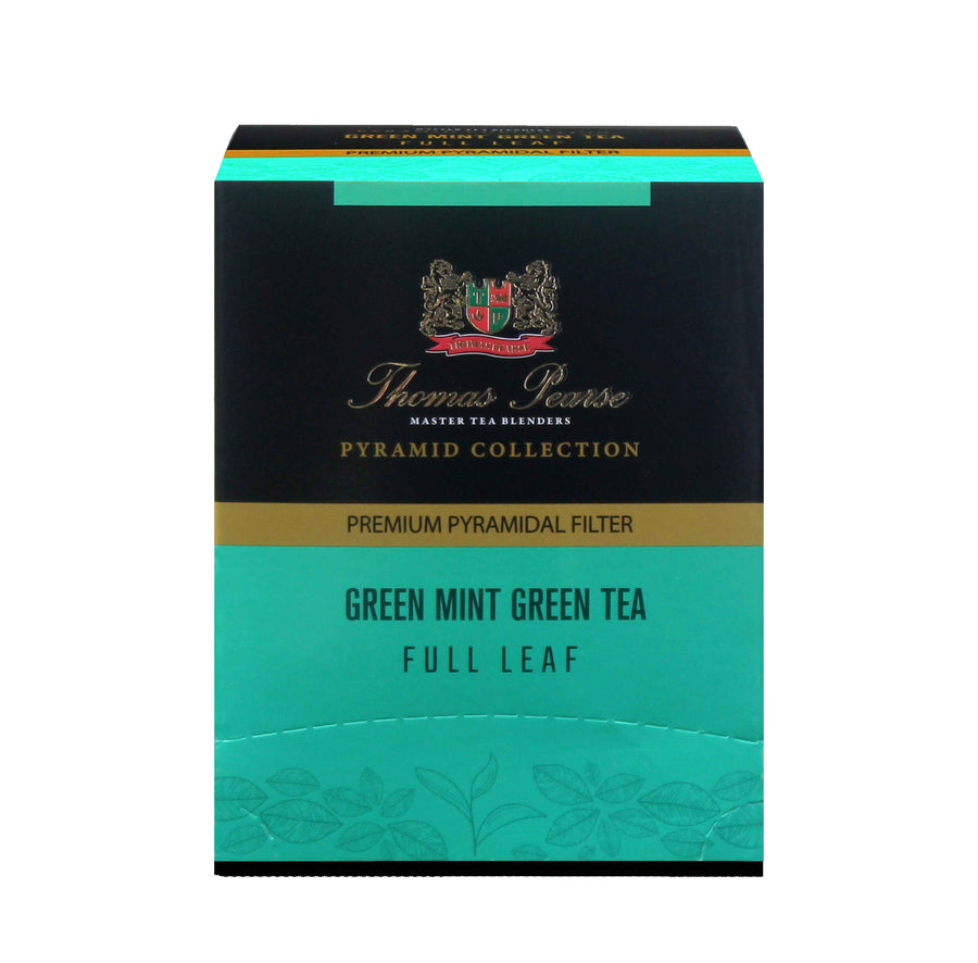 Thomas Pearse Green Mint Green Tea - Full Leaf Loose Tea - 16 Individually Wrapped Pyramid Tea Bags