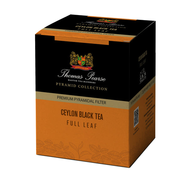 Thomas Pearse Ceylon Black Tea - Full Leaf Loose Tea - 16 Individually Wrapped Pyramid Tea Bags