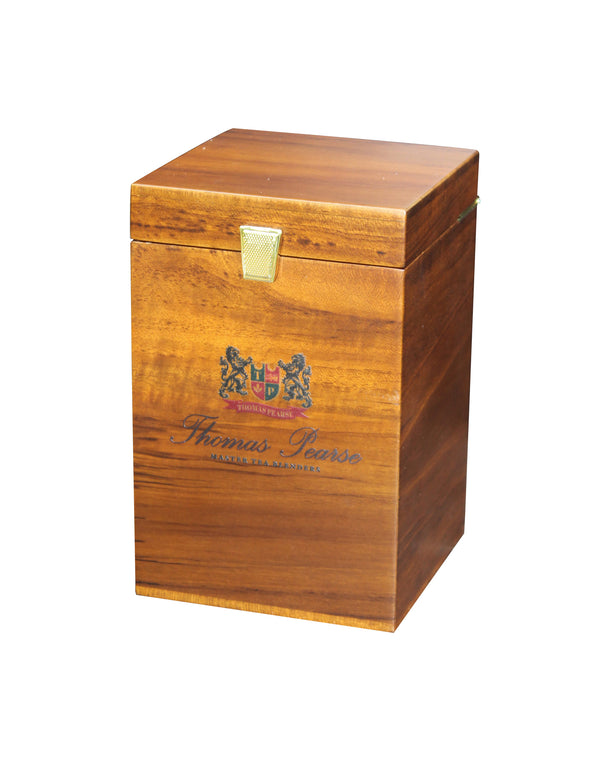 Thomas Pearse Brown Teak Gift Box with Artisan Tea Pouch - Full Leaf Loose Tea